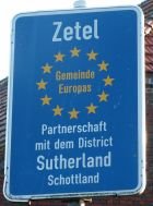 Schild Städtpartnerschaft Zetel-Sutherland